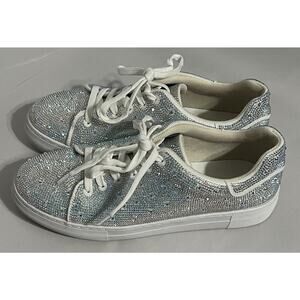 Sparkle rhinestone White Sneakers Size 9 Bridal Concert Party Shoes